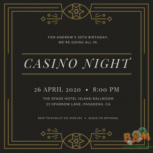 casino birthday party invitation ideas